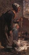Nicolae Grigorescu Old Woman with Geese oil painting reproduction